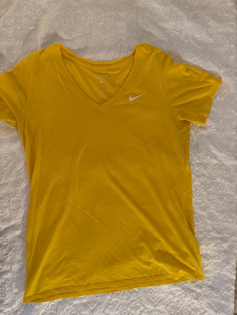 Nike Women's Bright Yellow V-Neck Short Sleeve Tee